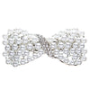 Bridal Wedding Jewelry Crystal Pearl Stunning Ribbon Bow Hair Barrette