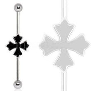 316L Industrial Barbell with Cross Patonce