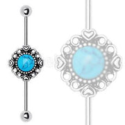 316L Stainless Steel Vintage Charm Industrial Barbell with Turquoise S