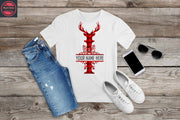 355. MONOGRAMMED RED REINDEER CHRISTMAS I, Custom Made Shirt,