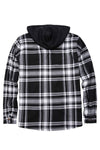 Men's Full Zip Up Hoodie Plaid Flannel Shirt Jacket with Hand Pockets