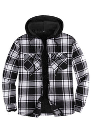 Men's Matching Family Black white Hooded Flannel Jacket