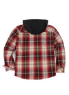 Men's Quilted Lined Hooded Flannel Shacket,Snap Button