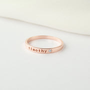 Personalized Name Ring With Birthstone, Stackable Name Ring, Mom Ring