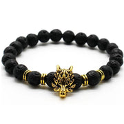 Men's Volcanic Stone Bracelet Dragon Pendant Bracelet Stone Elastic