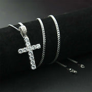 Men Women Hip Hop Cross Pendant Necklace Fully Cubic Zirconia