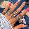 Vintage Floral Rose Flower 4 Piece Ring Set