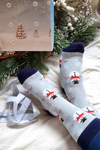 SNOW FUN gray cotton socks with snowmen