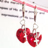 Sterling Silver Red Heart Crystal I Love You Jesus Earrings