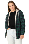 Women's Matching Family Zip Up Green Plaid Flannel Hoodie