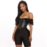 Pu Leather Sexy Solid Bustier Corset Top