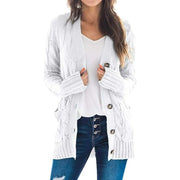 Solid Color Long Sleeve Button Sweater Coat