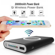 20000mah Portable External Battery Power Bank Qi Wireless Charger For