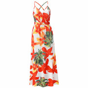 Bohemian Floral Print Maxi Dress Spaghetti Strap Dress 