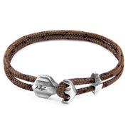 Brown Delta Anchor Silver and Rope Bracelet