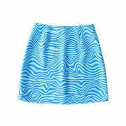 High Waist Zebra Print A-line Mini Skirt Women Fashion Streetwear