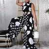 Sexy mouwloze dames jumpsuit met stippenprint