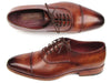 Paul Parkman heren Captoe Oxfords bruine handgeschilderde schoenen