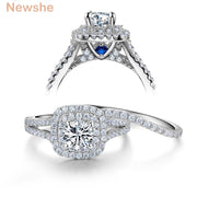 Newshe 2 Pcs Solid 925 Sterling Silver Women's Wedding Ring Sets