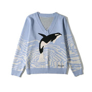 Dolphin Pattern Knitted Sweater