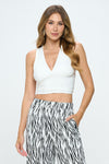 Solide mouwloze crop top met V-hals