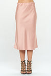 Solid Stretch Satin Midi Skirt