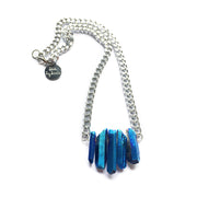 Rocked Up Mini Crystal Quartz Necklace - Sapphire