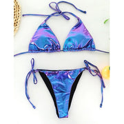 Shiny bikini set Triangle swimsuit women Sexy micro swimwear