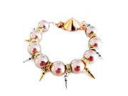 Handmade statement bracelet with vintage rose pearls, Swarovski