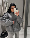 Chique effen grijze streetwear oversized dames uitloper