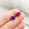 Amethyst Stud Earrings - Purple Natural Stone Gift