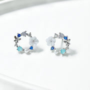 Blue Flower Wreath Earrings