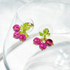 Cranberry with Leaves Plant Earrings