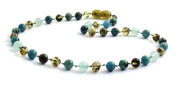 Green Baltic Amber Necklace with Apatite African Turquoise Aventurine