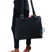 Black Leather Handbags for Women Ladies Tote Shoulder Bags.