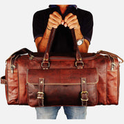 Men's Leather Weekend Travel Duffel Bag .