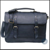 Mens Black Leather Messenger Bag for 15.6 Inch Laptop.