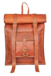 Genuine Leather Retro Rucksack Rolling Backpack Bag .