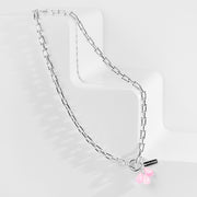 Pomegranate Seeds Necklace in Silver and Pink