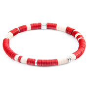 Rode Malawi zilver en vinyl disc armband