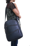 Handmade Black Leather Backpack For Unisex .