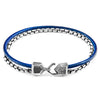 Azure Blue Moonraker Mast Silver and Round Leather Bracelet