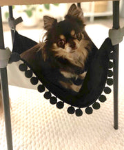 NIGHT STORM Saveplace® black hammock for pets & storage with pom poms