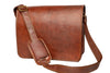 Handmade Brown Leather Crossbody Bag With Full Flap.