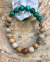 Malachite & Picture Jasper Stretch Bracelet! Genuine Stones!