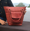 Handmade Small Leather Tote Bag For Ladies .