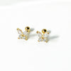 Gold Butterfly Zircon Screw Back Earrings