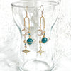 Green Apatite Planet Moon and North Star Drop Earrings