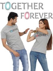 TOGETHER FOREVER COUPLE Gray T-shirt