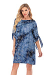 Calison Women's Summer Elbow-Sleeved Viscose Floral Dress